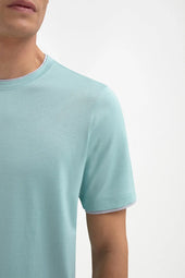 Cotton T Shirt With Collar Detail Made In Italy