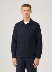 Men's Cotton Linen Twin Pocket Jacket in Navy