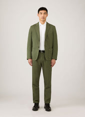Men's Cotton Linen Two-Piece Suit in Deep Olive