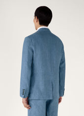 Men's Linen Blazer in Soft Denim Melange