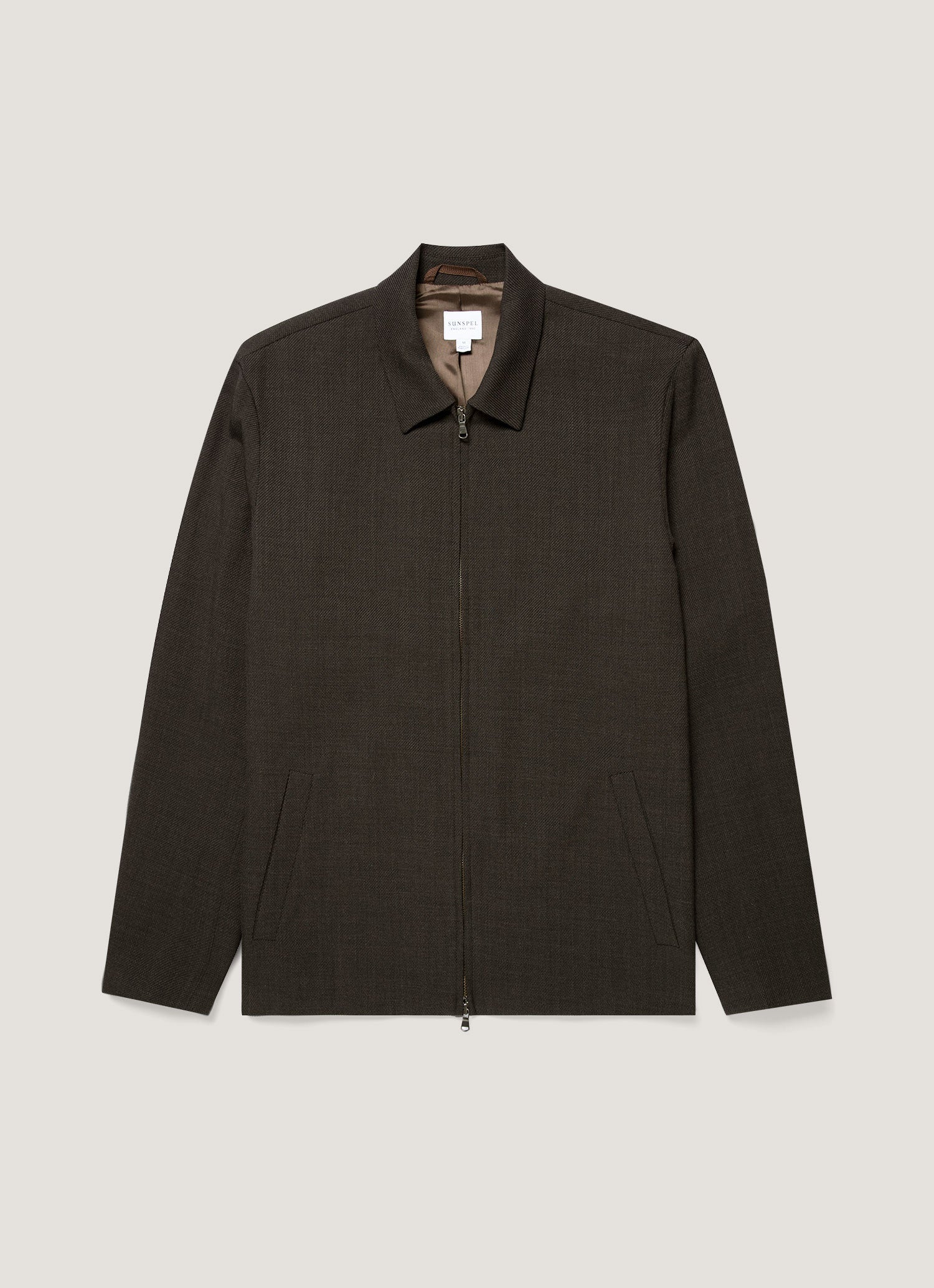 Men S Light Textured Wool Harrington Jacket In Truffle