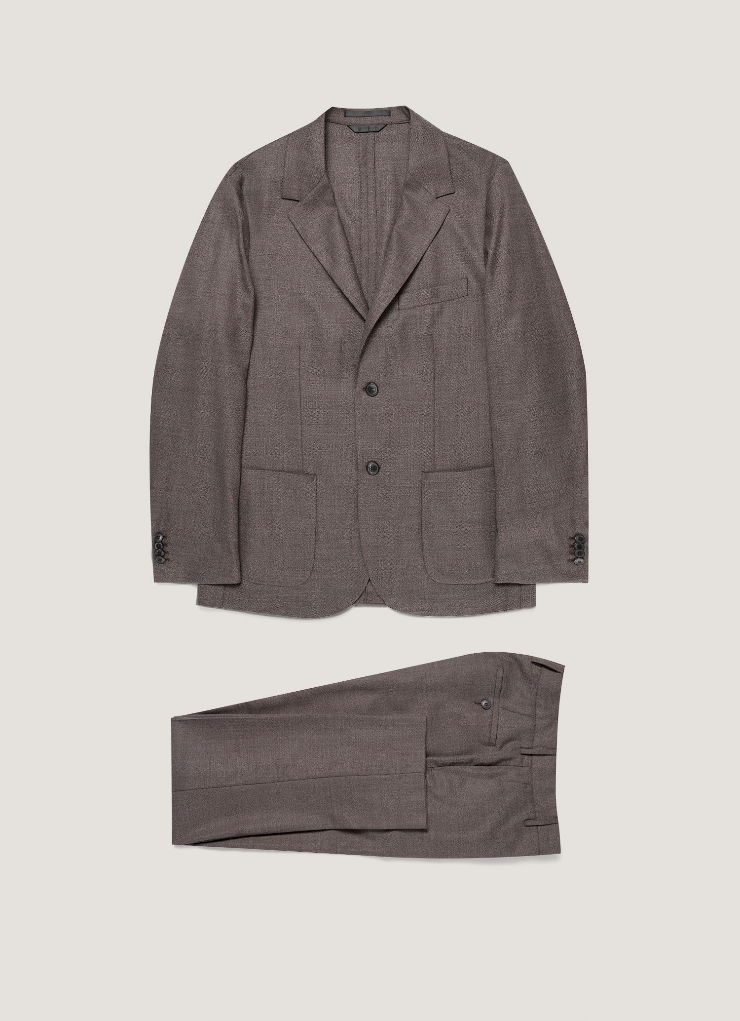 Men S Lightweight Travel Wool Two Piece Suit In Light Coffee Melange