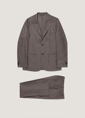 Men's Lightweight Travel Wool Two-Piece Suit in Light Coffee Melange