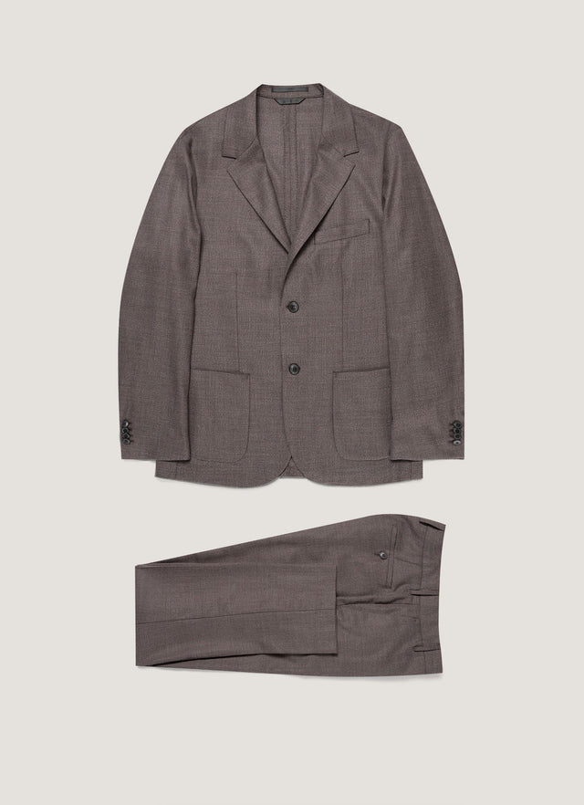 Men's Lightweight Travel Wool Two-Piece Suit in Light Coffee Melange
