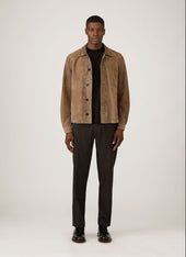 Men's Suede Jacket in Light Tan
