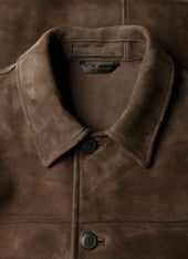 Men's Suede Jacket in Dark Brown