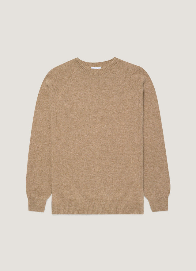 Men's Lambswool Crew Neck Jumper in Sandstone