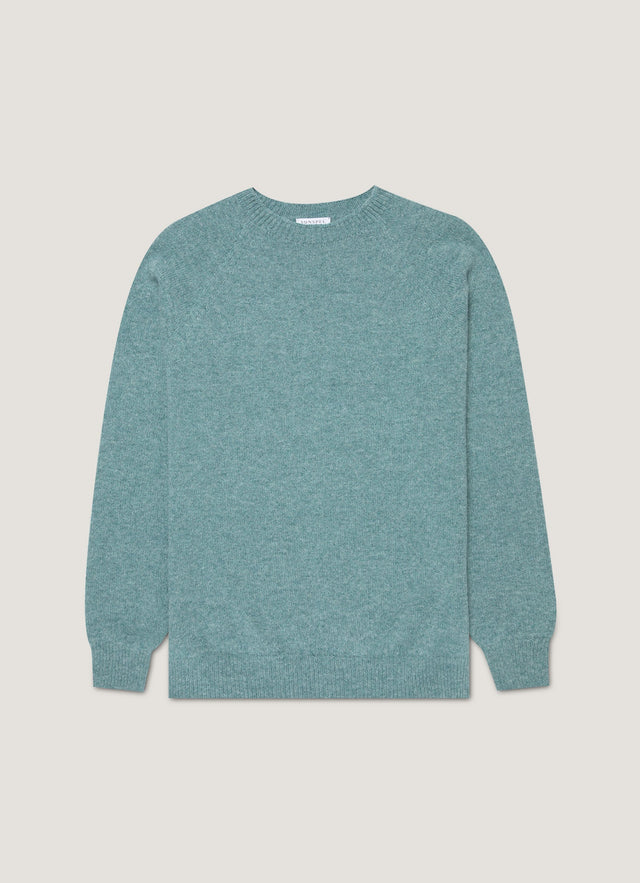 Men's Lambswool Crew Neck Jumper in Steel Green