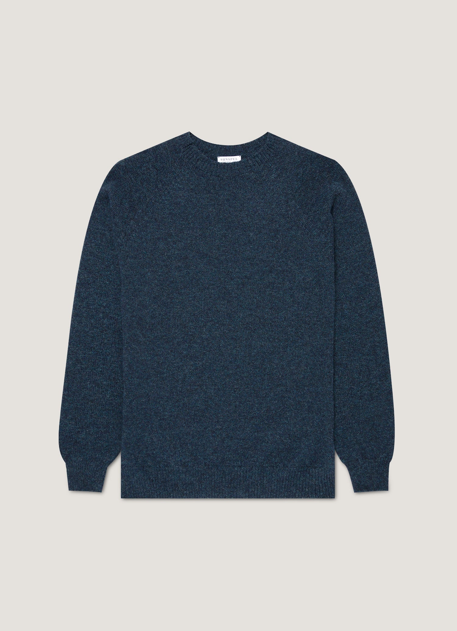 Men S Lambswool Crew Neck Jumper In Dark Petrol Twist