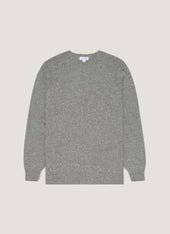 Men's Lambswool Crew Neck Jumper in Mid Grey Melange