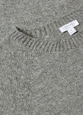 Men's Lambswool Crew Neck Jumper in Mid Grey Melange