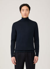 Men's Extra-Fine Merino Roll Neck in Navy