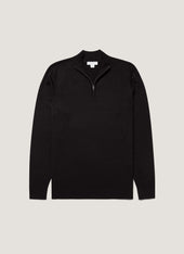 Men's Extra-Fine Merino Zip Neck in Black