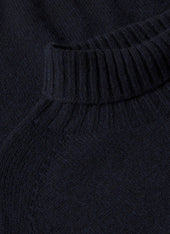 Men's Lambswool Roll Neck in Dark Navy Mouline