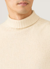 Men's Lambswool Roll Neck in Ecru