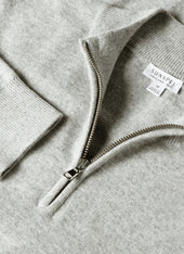 Men's Cashmere Zip Neck Jumper in Grey Melange