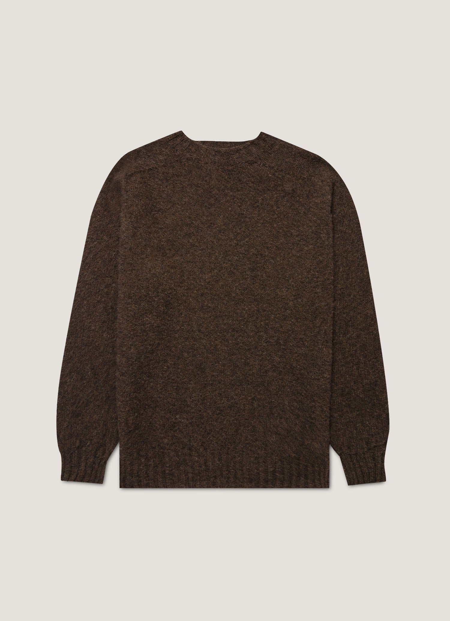 Men S Shetland Crew Neck Jumper In Bark