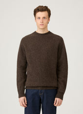 Men's Shetland Crew Neck Jumper in Bark