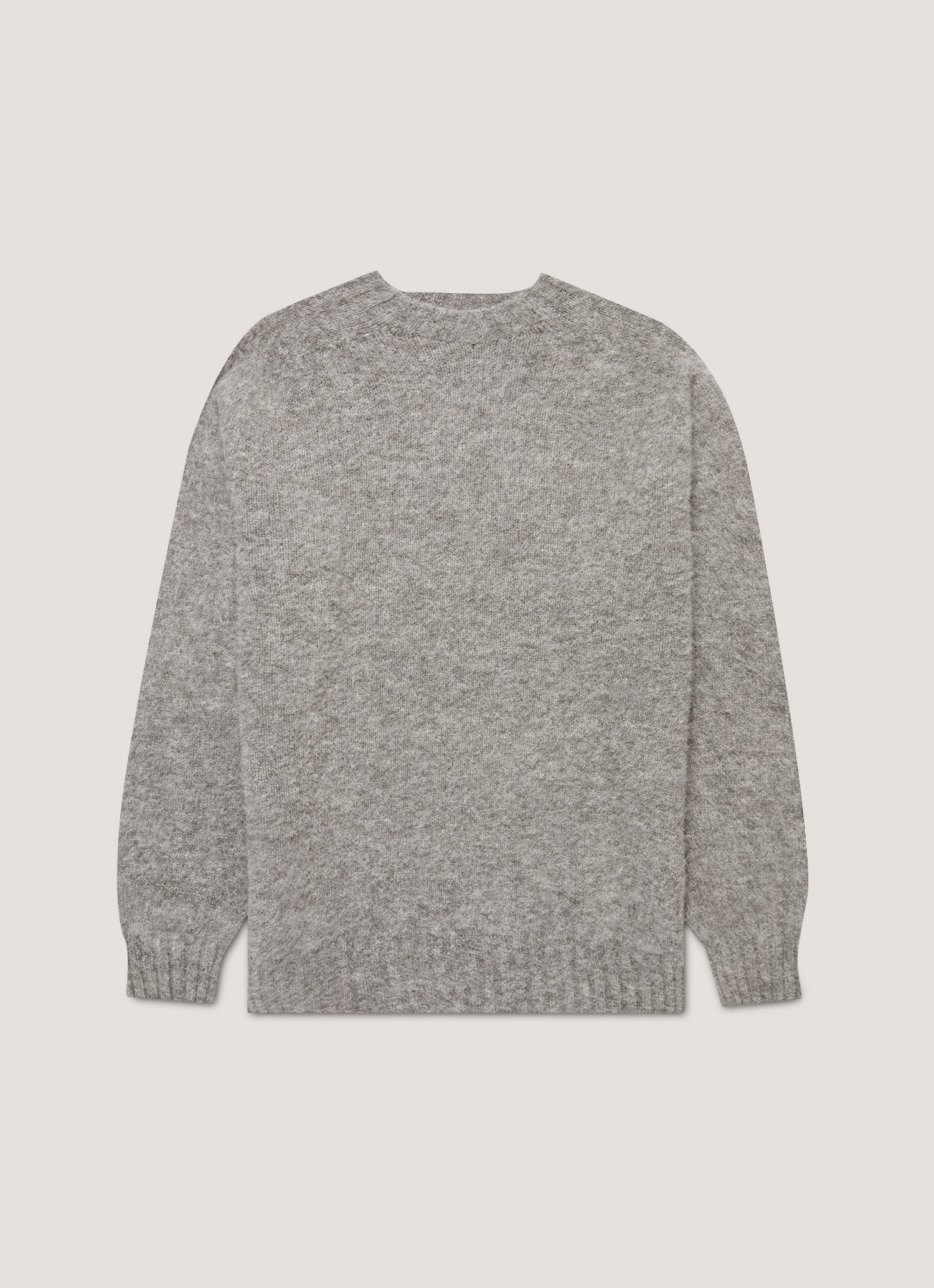 Men S Shetland Crew Neck Jumper In Mid Grey Melange