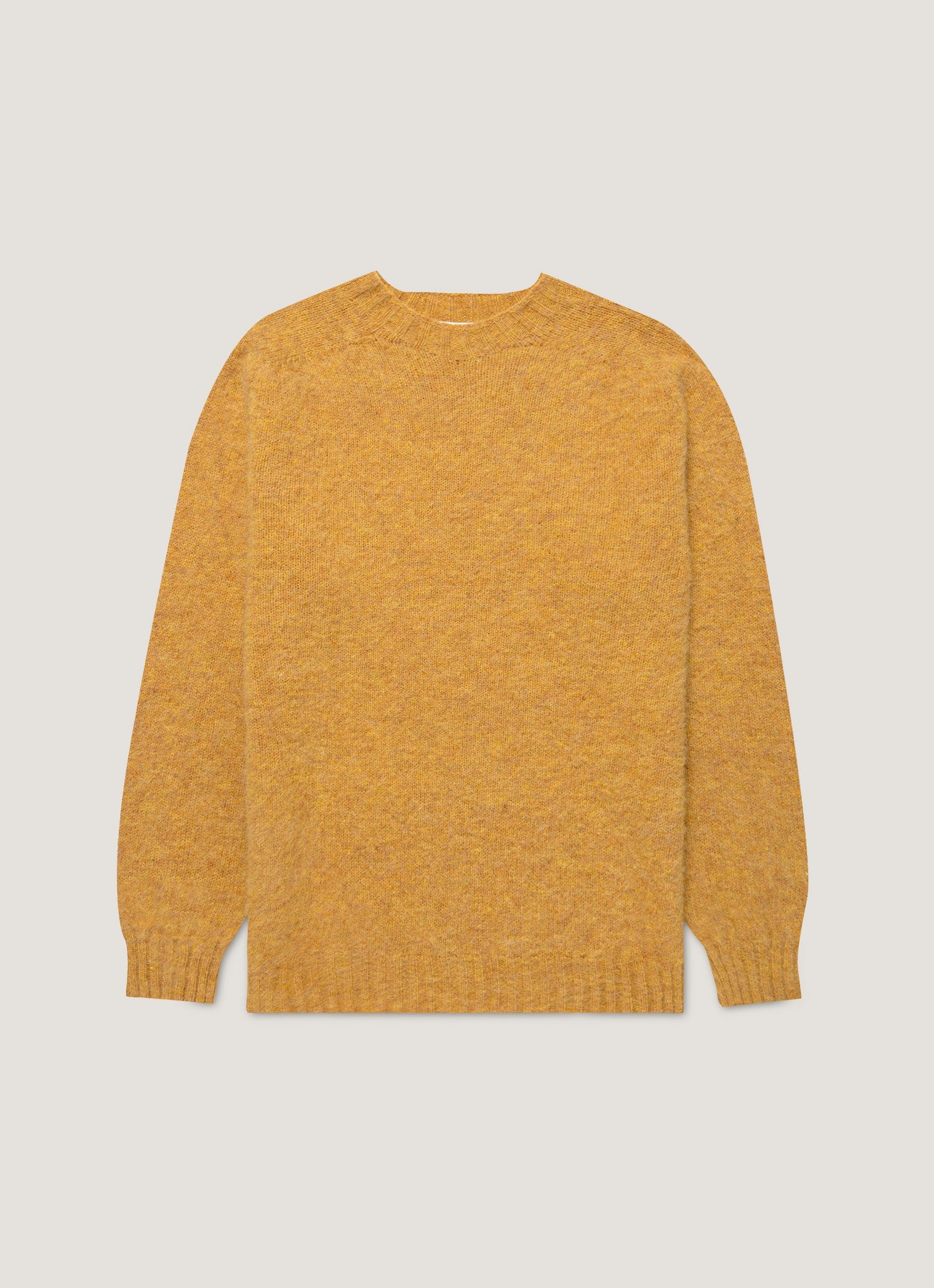 Men S Shetland Crew Neck Jumper In Saffron