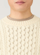Men's Cable Knit Jumper in Ecru