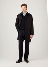 Men's Lambswool V-neck Jumper in Dark Navy Mouline