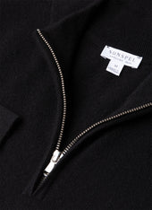 Men's Cashmere Half Zip Jumper in Black