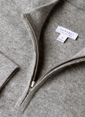 Men's Cashmere Half Zip Jumper in Grey Melange