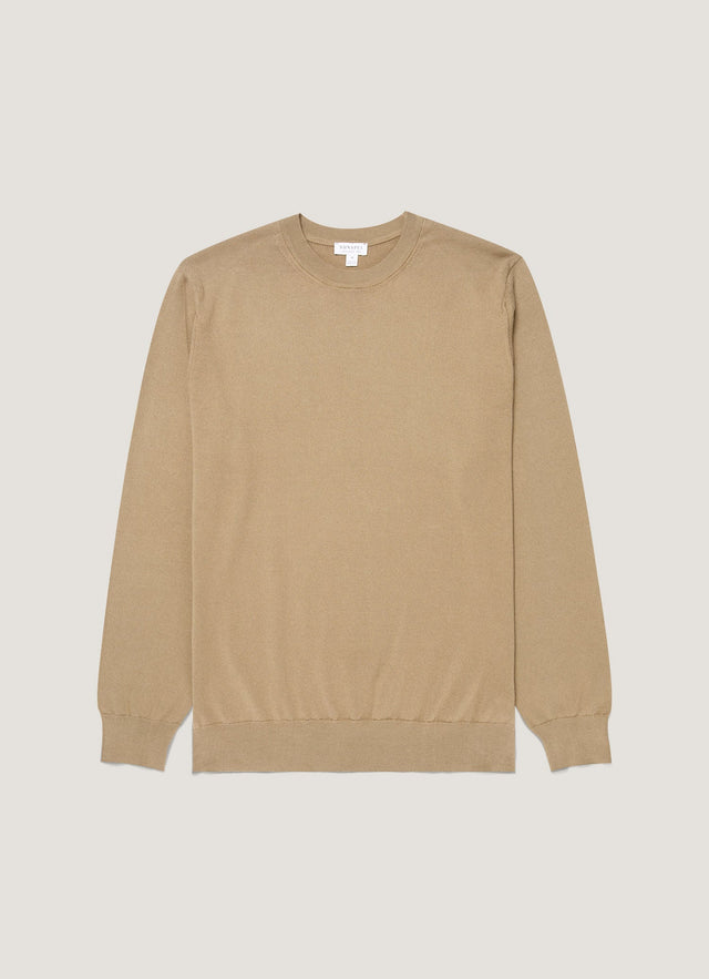 Men's Lightweight Cotton Jumper in Dark Stone