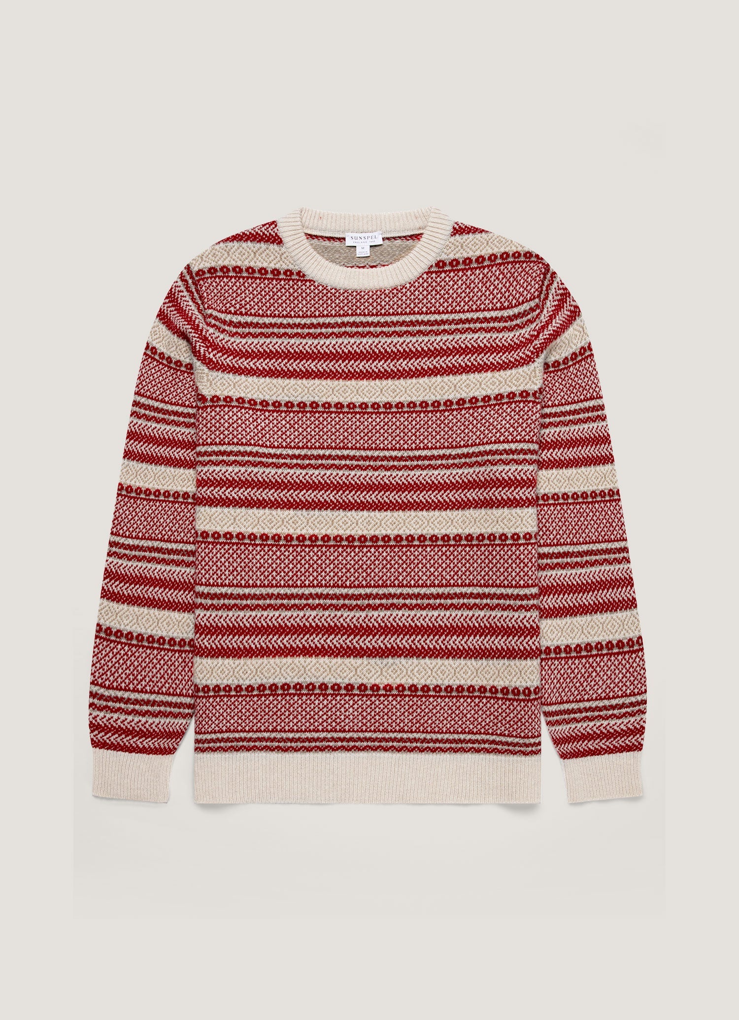 Men S Lambswool Fair Isle Jumper In Bright Red
