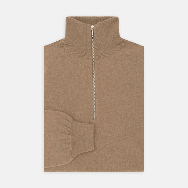 Natural Half-Zip Cashmere Jumper
