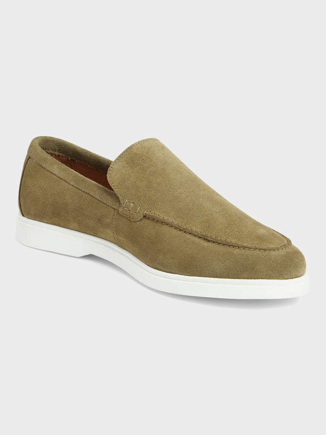 Mocassins en cuir nubuck kaki