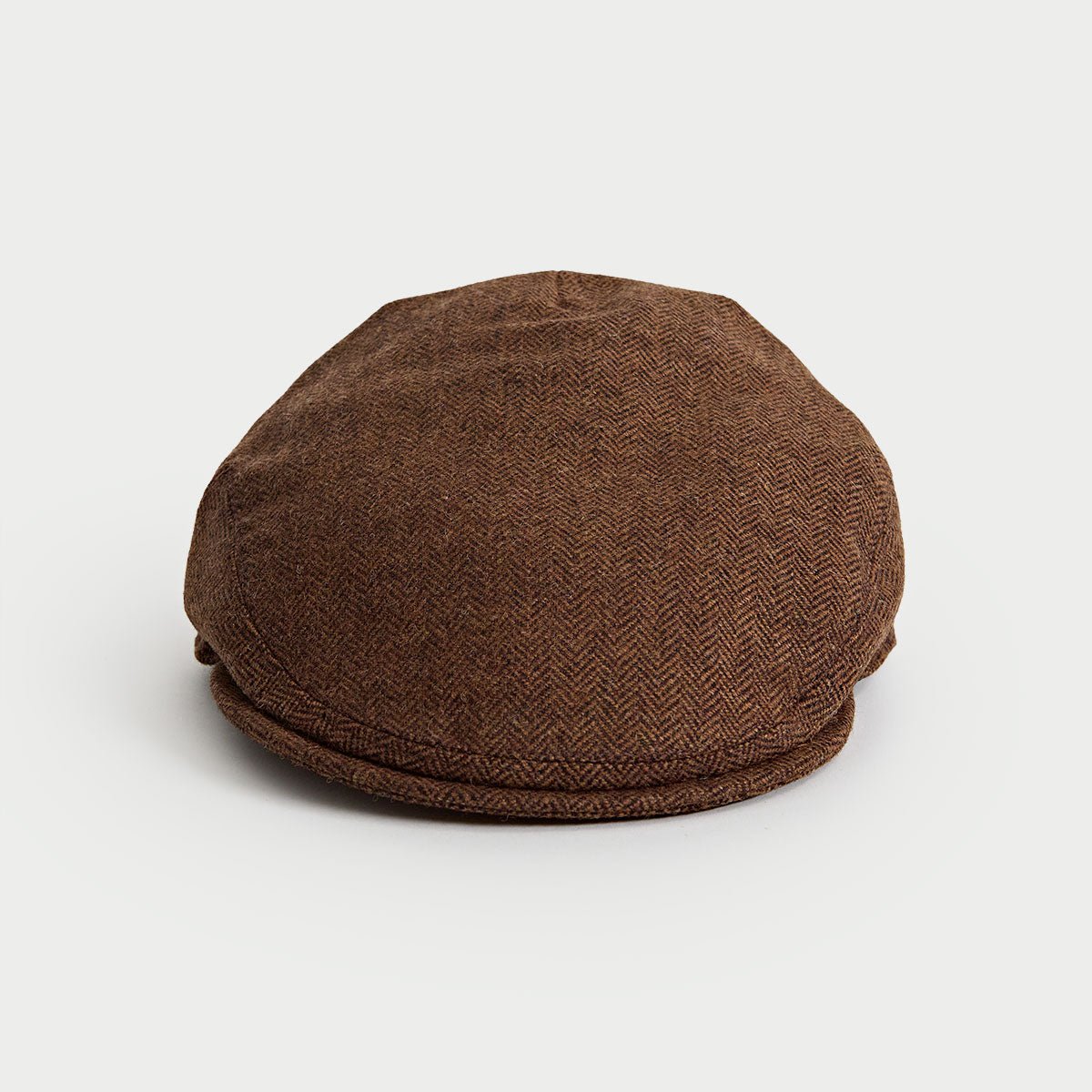 Mocha Brown Herringbone Wool Flat Cap