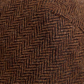 Mocha Brown Herringbone Wool Flat Cap