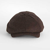 Dark Brown Herringbone Wool Gatsby Cap