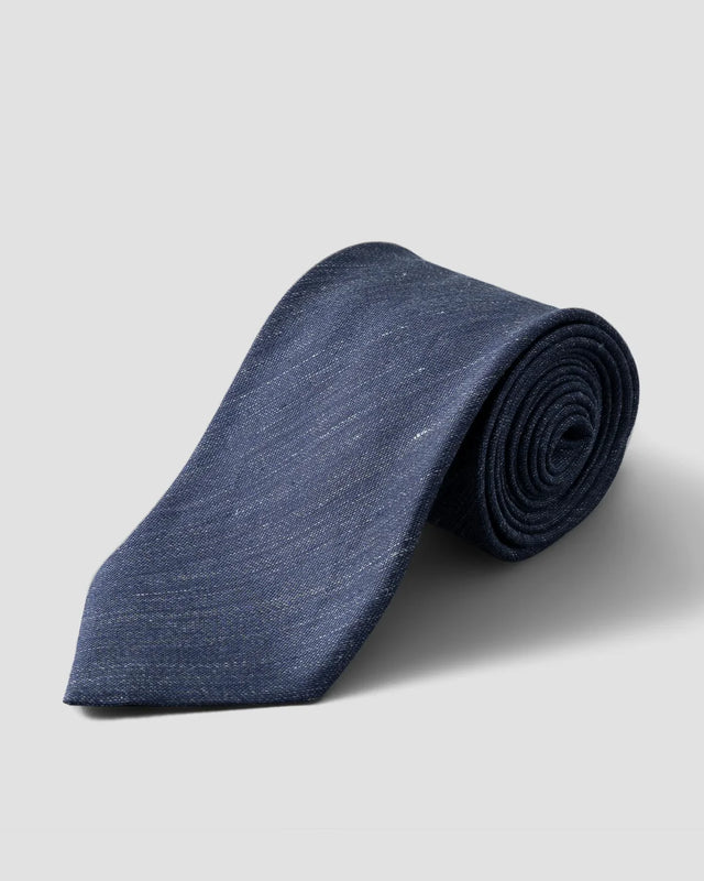 Navyblaue Seiden-Leinen-Krawatte - Eton