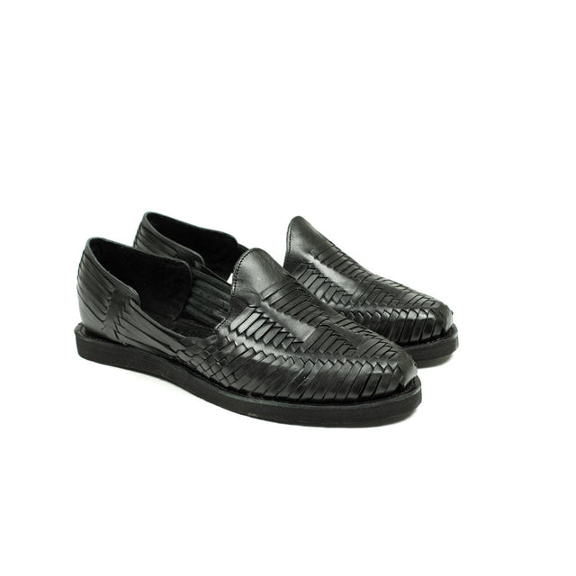 Chamula Cancun huarache in black leather