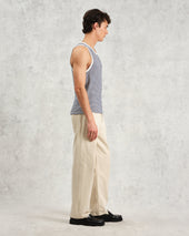 Montague And Ecru Striped Ribbed Organic Cotton Vest