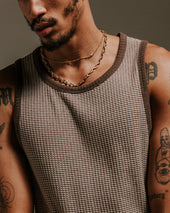 Montague And Ecru Striped Ribbed Organic Cotton Vest