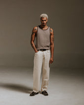 Montague And Ecru Striped Ribbed Organic Cotton Vest