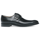 Moorgate Single Buckle Monk Shoe in Black Calf Leather