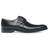 Moorgate Single Buckle Monk Shoe in Black Calf Leather