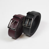 Marroon Saffiano Leather Dress Belt