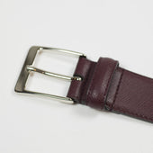Marroon Saffiano Leather Dress Belt