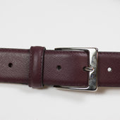 Marroon Saffiano Leather Dress Belt