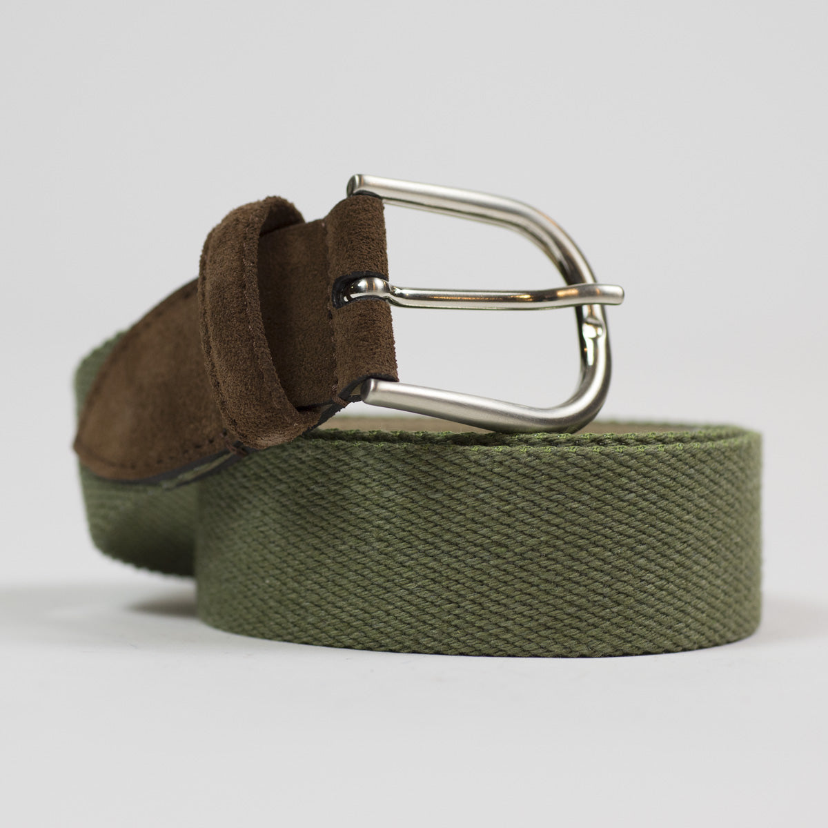 Olona Canvas And Brown Suede Belt
