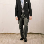Morning Trouser In Grey Cashmere Stripe