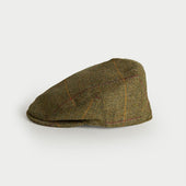 Green Dunnock Check Wool Flat Cap