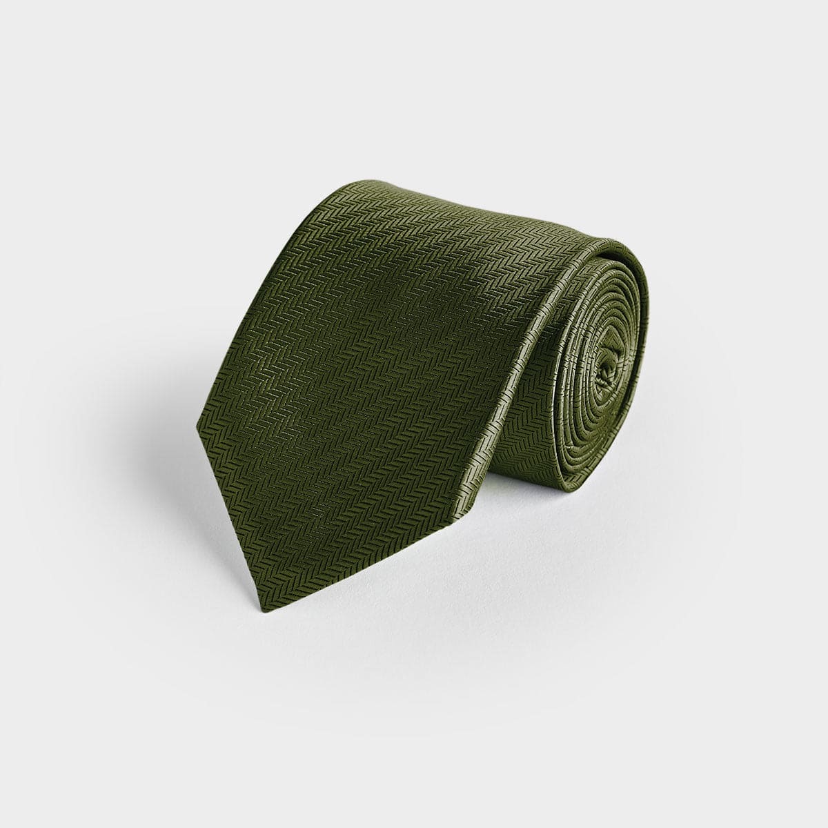 Green Herringbone Silk Tie