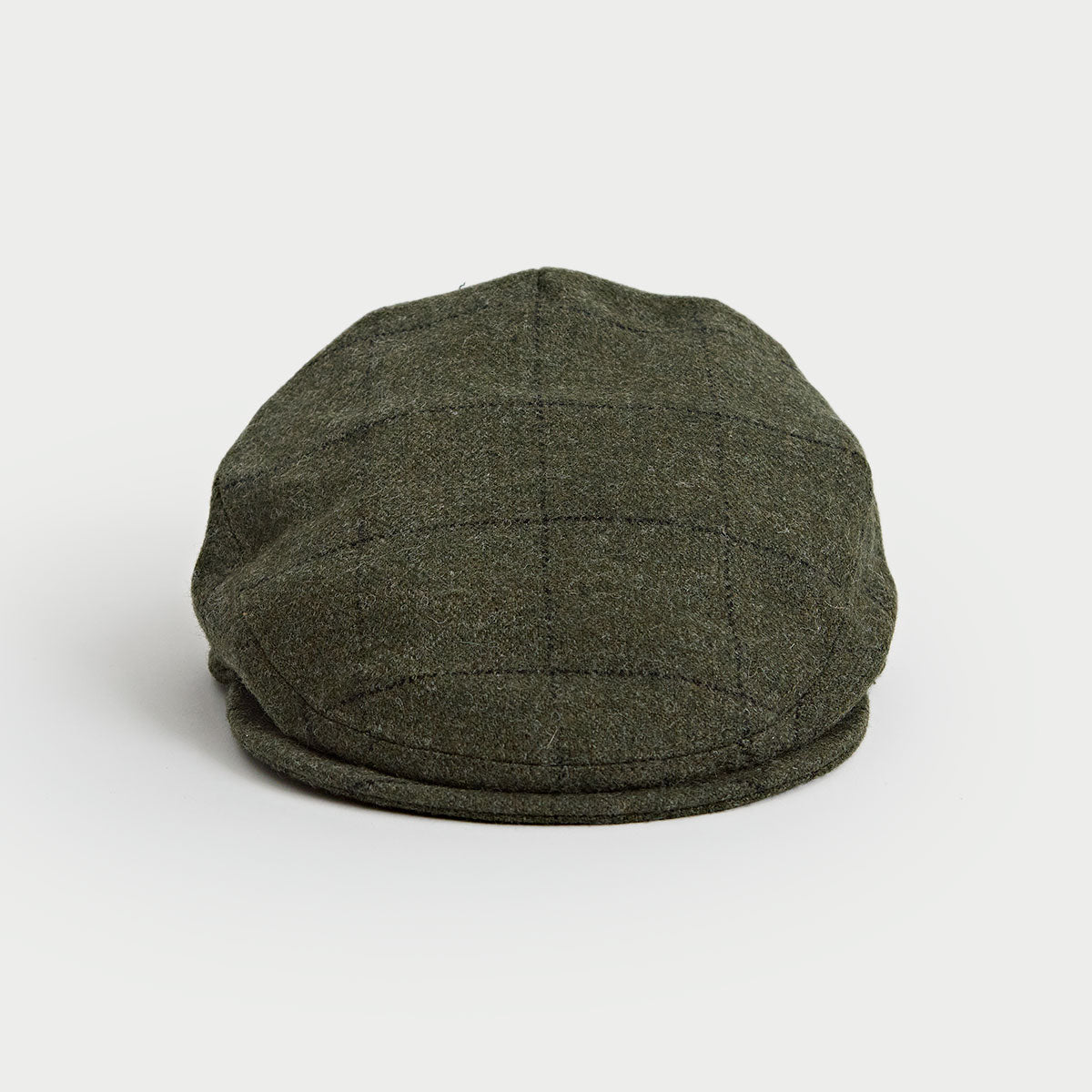 Green Square Check Loden Wool Flat Cap
